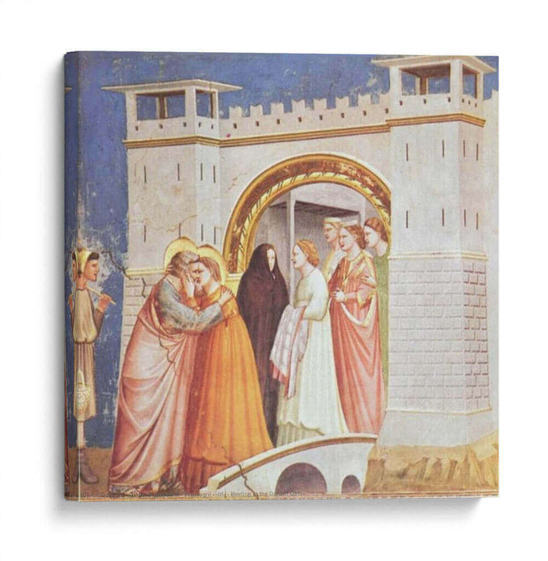 Joaquín y Ana se encuentran ante la Puerta Dorada - Giotto | Cuadro decorativo de Canvas Lab