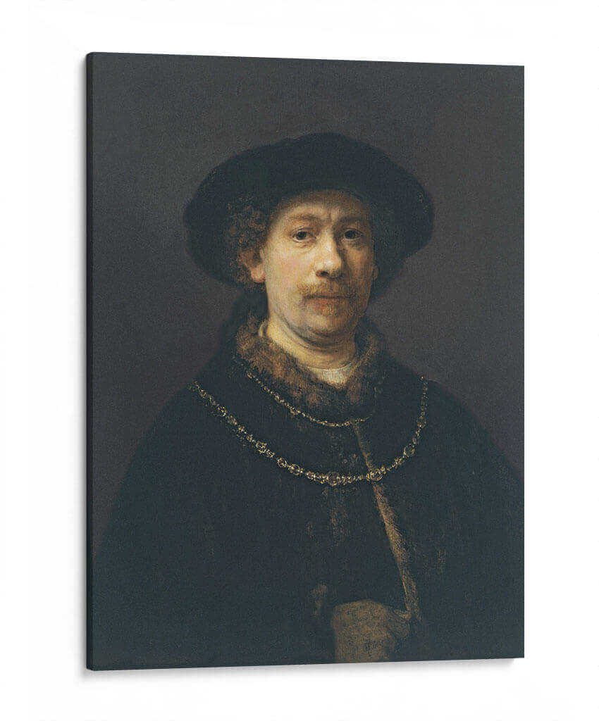 Autorretrato con gorra y dos cadenas - Rembrandt van Rijn | Cuadro decorativo de Canvas Lab