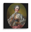 Una joven dama sosteniendo un perro pug - François Boucher | Cuadro decorativo de Canvas Lab
