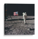 Buzz Aldrin saludando a la bandera estadounidense | Cuadro decorativo de Canvas Lab