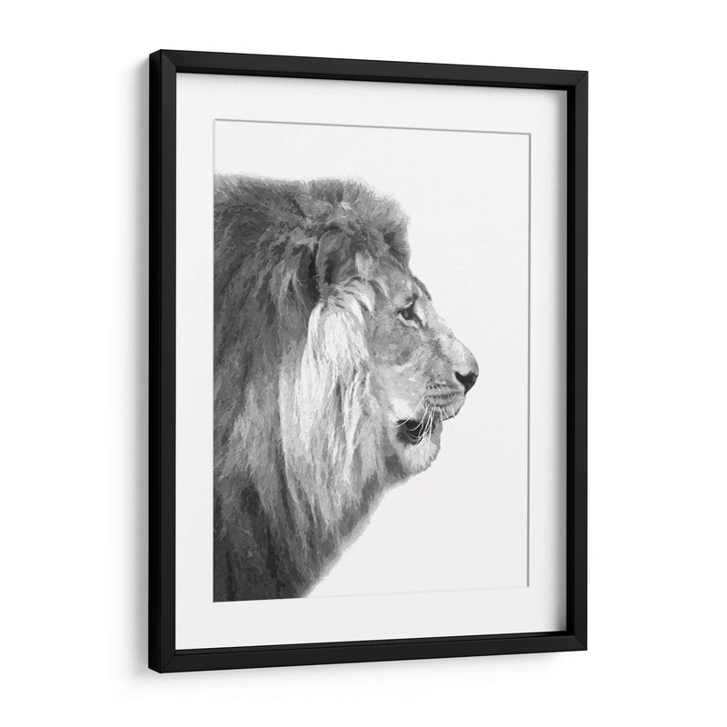 Perfil de León Blanco y Negro - Alemi | Cuadro decorativo de Canvas Lab