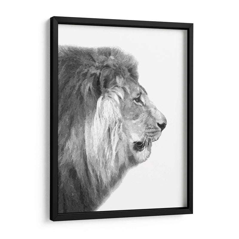 Perfil de León Blanco y Negro - Alemi | Cuadro decorativo de Canvas Lab