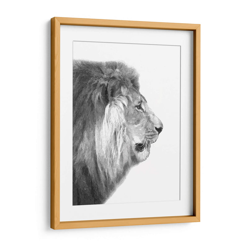 Perfil de León Blanco y Negro - Alemi | Cuadro decorativo de Canvas Lab