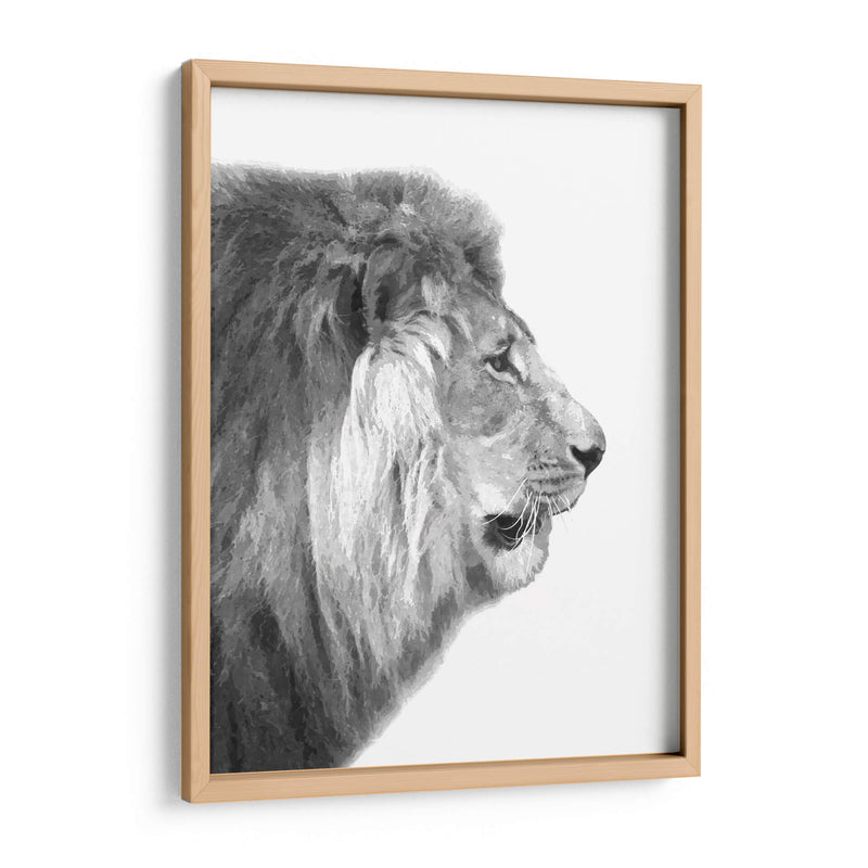 Perfil de León Blanco y Negro - Alemi | Cuadro decorativo de Canvas Lab