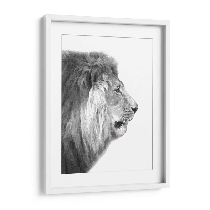 Perfil de León Blanco y Negro - Alemi | Cuadro decorativo de Canvas Lab