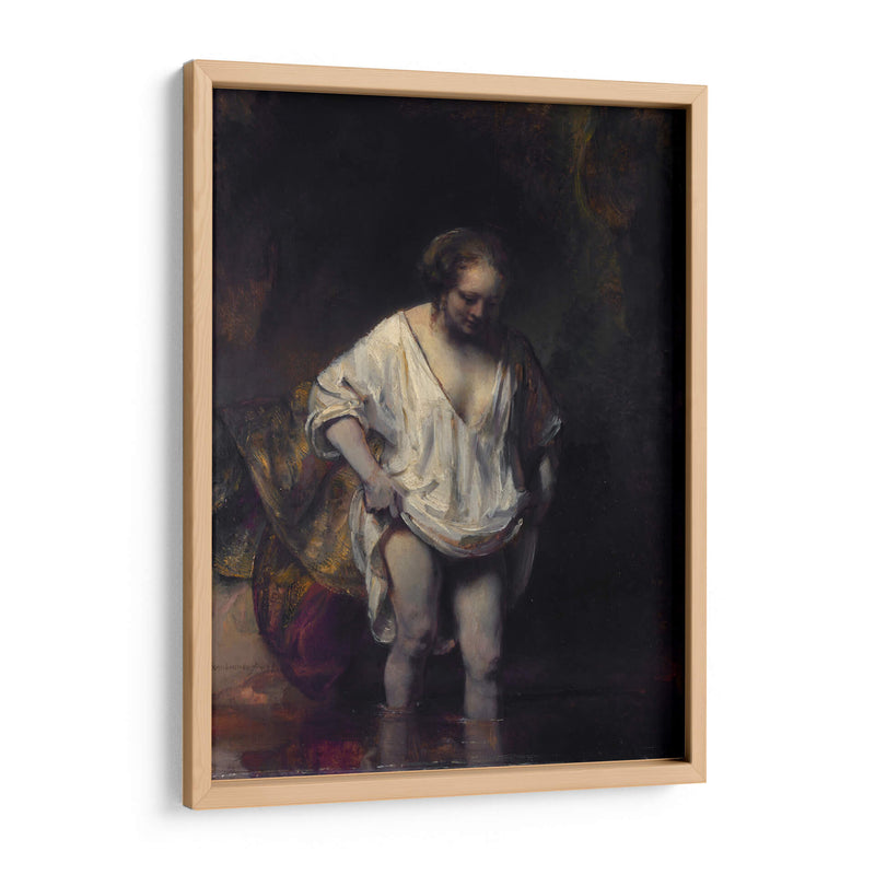 Mujer bañándose en un arroyo - Rembrandt van Rijn | Cuadro decorativo de Canvas Lab