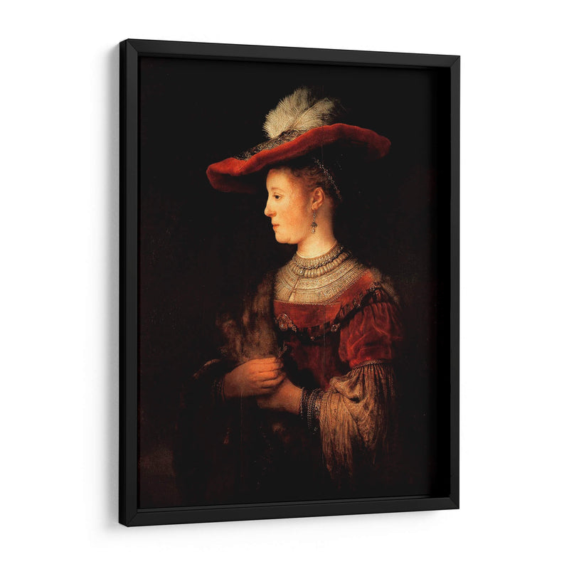 Retrato de Saskia van Uylenburgh con sombrero - Rembrandt van Rijn | Cuadro decorativo de Canvas Lab