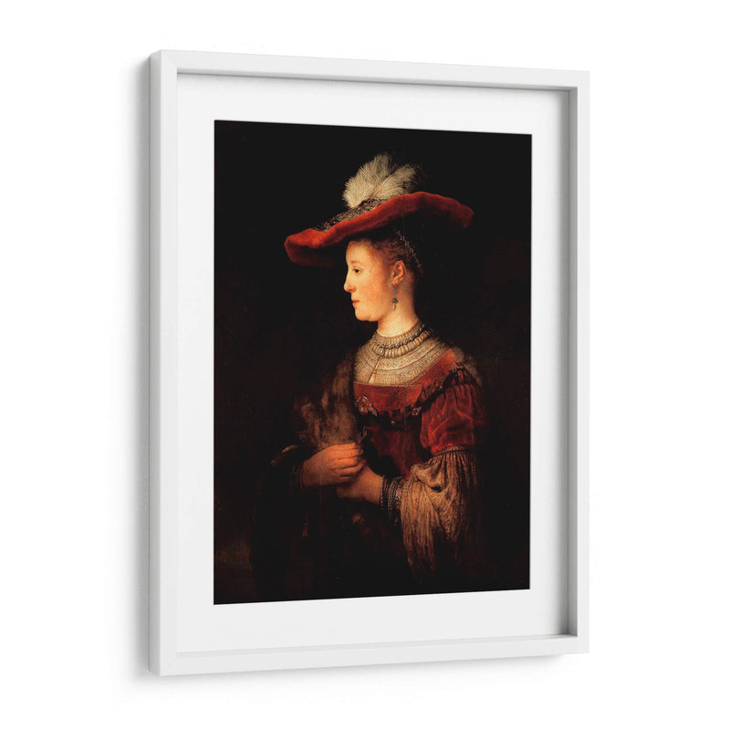 Retrato de Saskia van Uylenburgh con sombrero - Rembrandt van Rijn | Cuadro decorativo de Canvas Lab