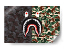 Bape Shark Black-Green | Cuadro decorativo de Canvas Lab