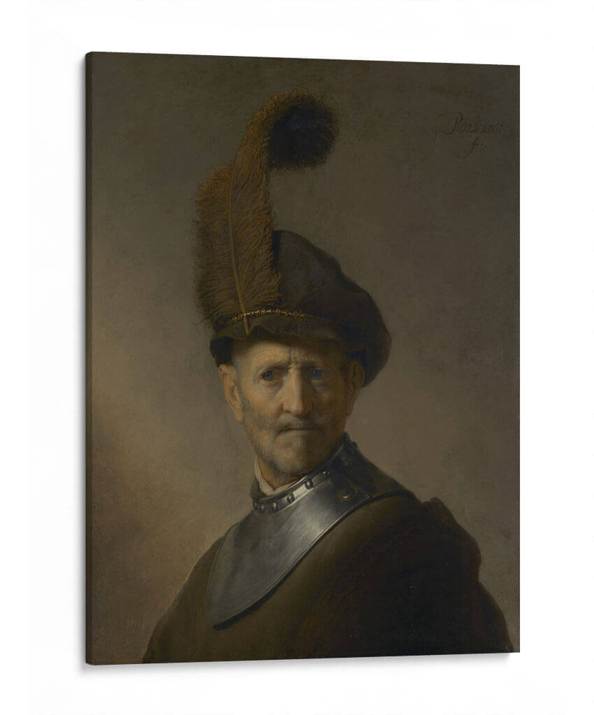 Hombre viejo en traje militar - Rembrandt van Rijn | Cuadro decorativo de Canvas Lab