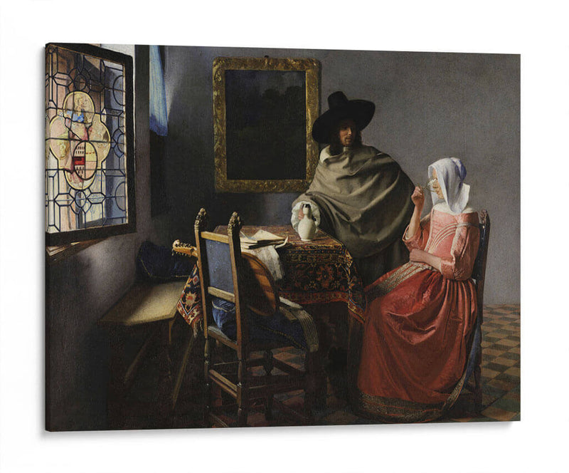 Dama bebiendo con un caballero - Johannes Vermeer | Cuadro decorativo de Canvas Lab