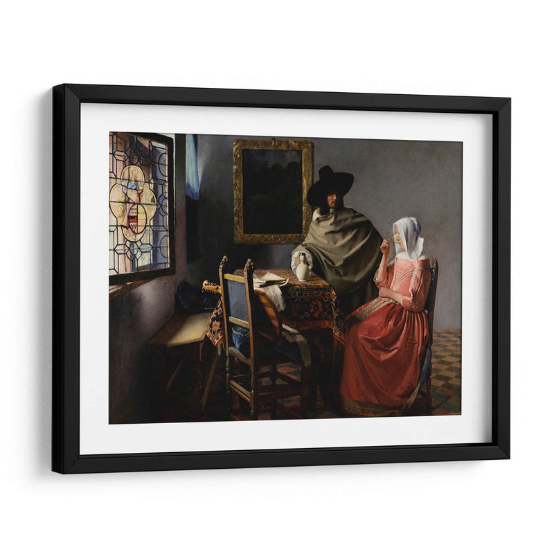 Dama bebiendo con un caballero - Johannes Vermeer | Cuadro decorativo de Canvas Lab