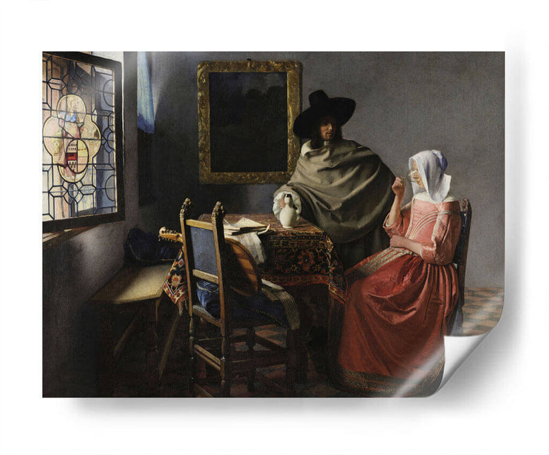 Dama bebiendo con un caballero - Johannes Vermeer | Cuadro decorativo de Canvas Lab