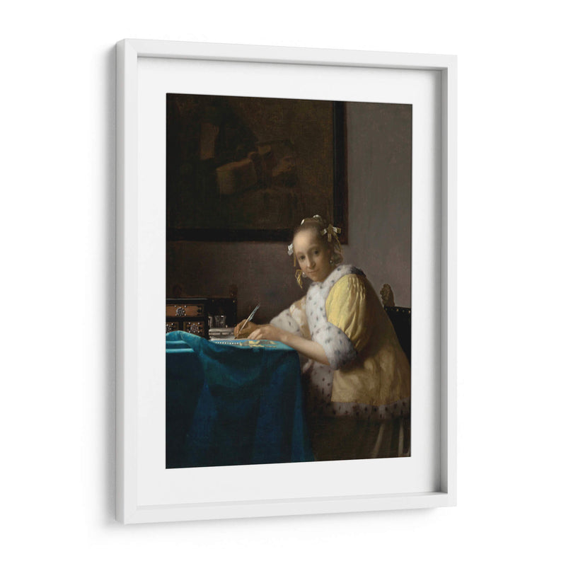 Dama en amarillo escribiendo - Johannes Vermeer | Cuadro decorativo de Canvas Lab