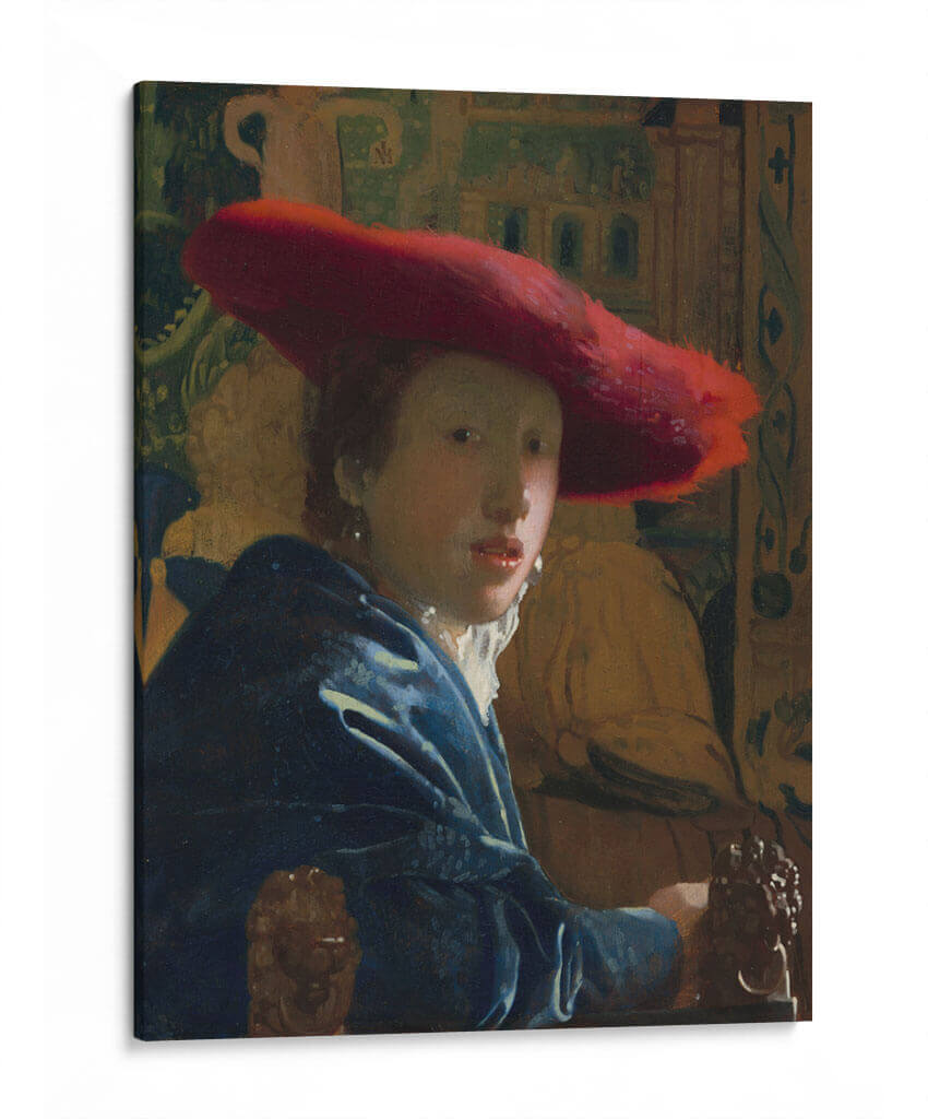 Muchacha con sombrero rojo - Johannes Vermeer | Cuadro decorativo de Canvas Lab