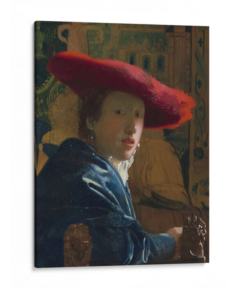 Muchacha con sombrero rojo - Johannes Vermeer | Cuadro decorativo de Canvas Lab