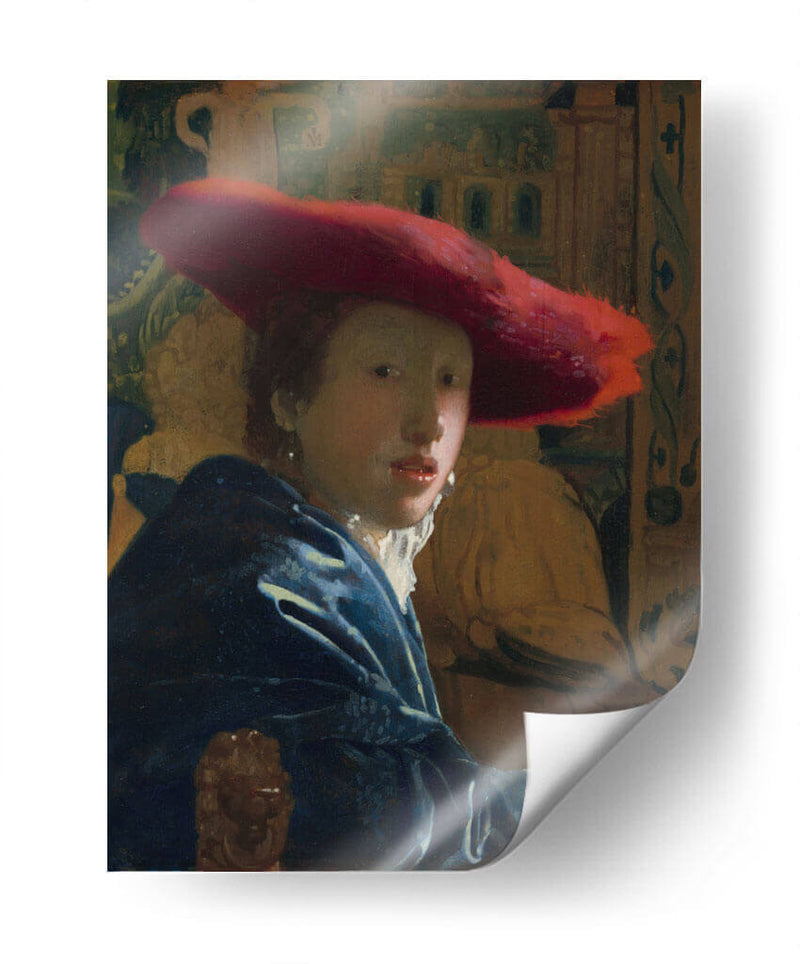 Muchacha con sombrero rojo - Johannes Vermeer | Cuadro decorativo de Canvas Lab