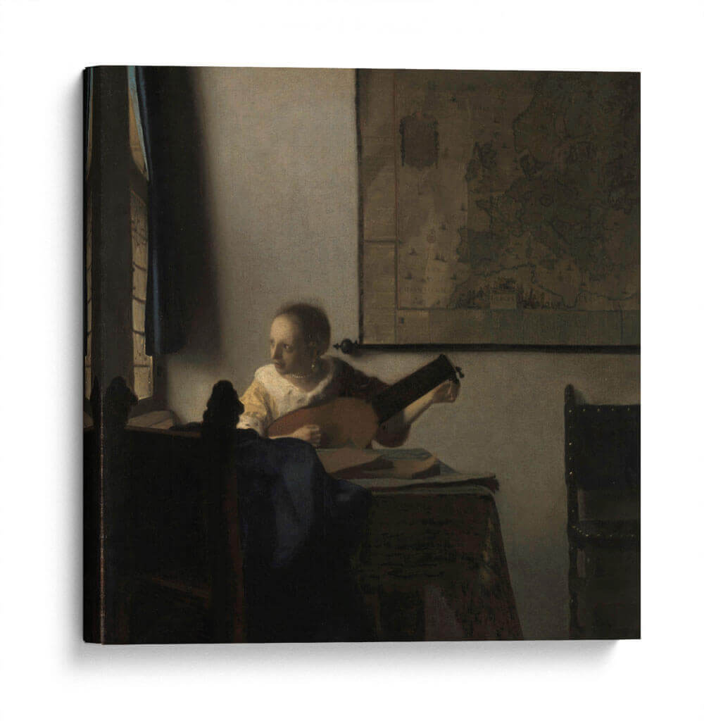 Mujer con laúd - Johannes Vermeer | Cuadro decorativo de Canvas Lab