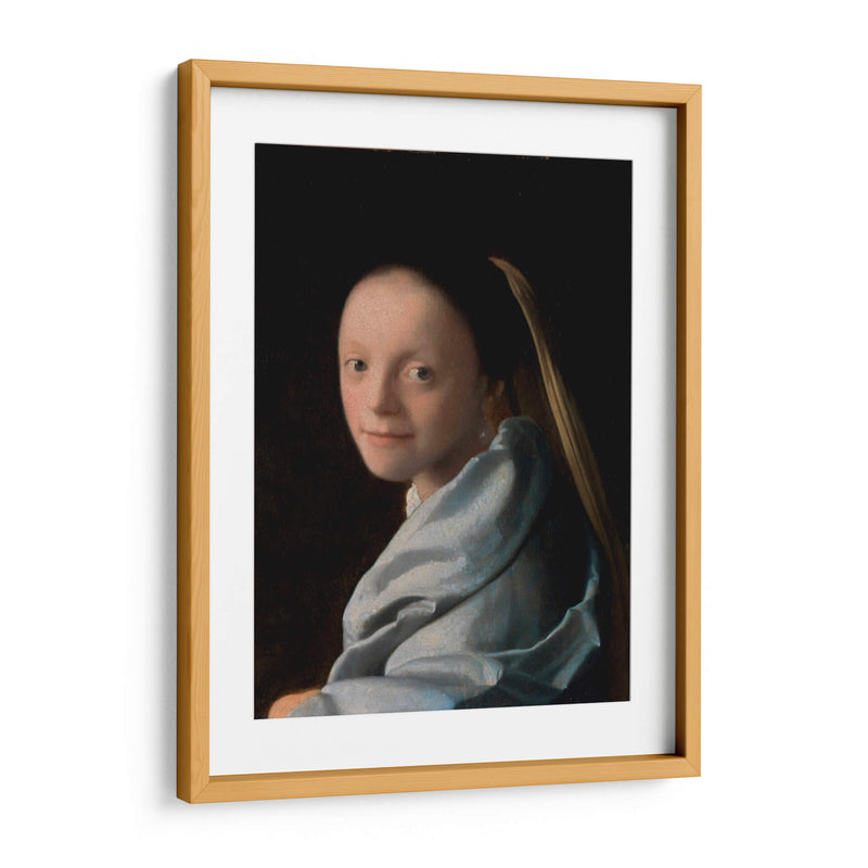 Retrato de una mujer joven - Johannes Vermeer | Cuadro decorativo de Canvas Lab