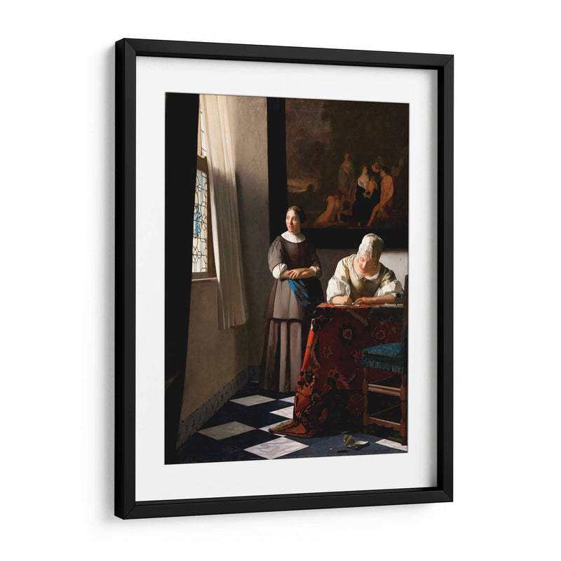 Una dama que escribe una carta con su sirvienta - Johannes Vermeer | Cuadro decorativo de Canvas Lab