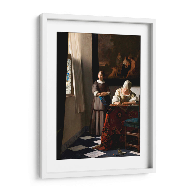 Una dama que escribe una carta con su sirvienta - Johannes Vermeer | Cuadro decorativo de Canvas Lab