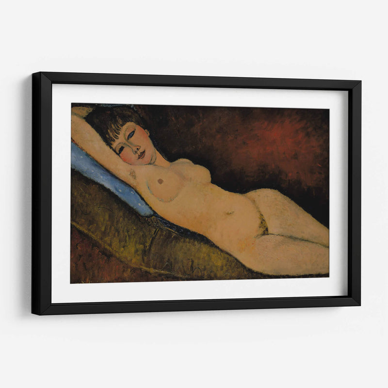 Acostada desnuda sobre un cojín azul - Amedeo Modigliani | Cuadro decorativo de Canvas Lab