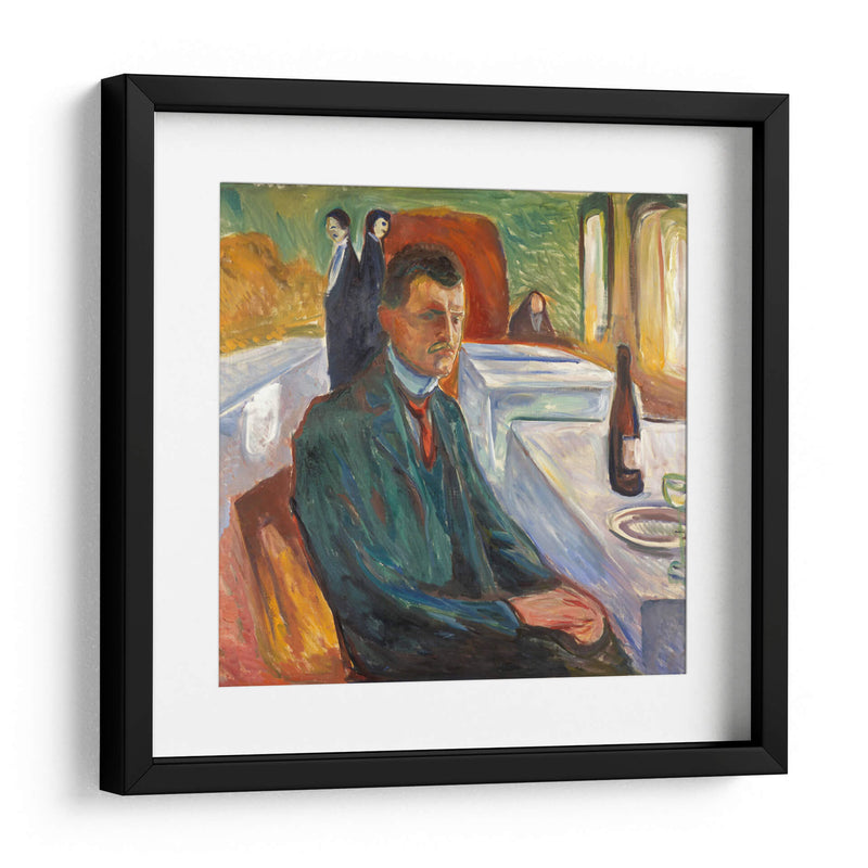 Autorretrato con una botella de vino - Edvard Munch | Cuadro decorativo de Canvas Lab