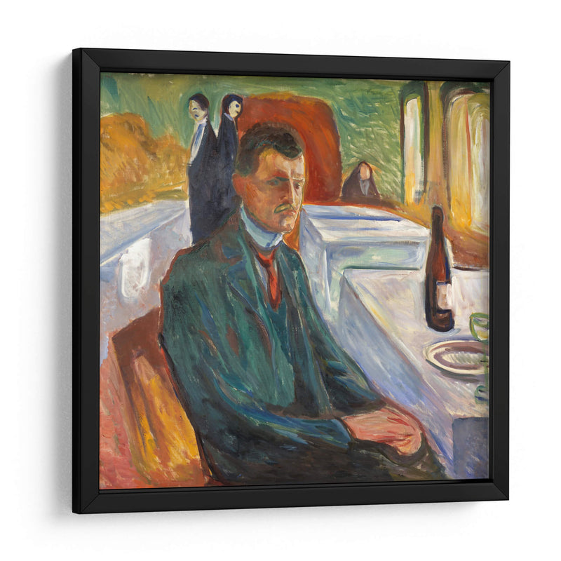 Autorretrato con una botella de vino - Edvard Munch | Cuadro decorativo de Canvas Lab