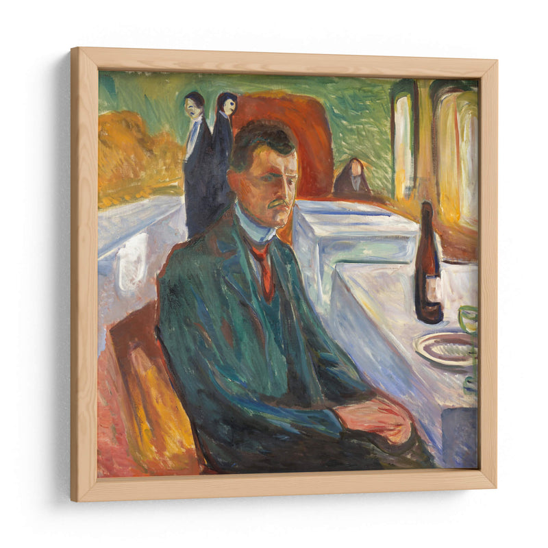 Autorretrato con una botella de vino - Edvard Munch | Cuadro decorativo de Canvas Lab