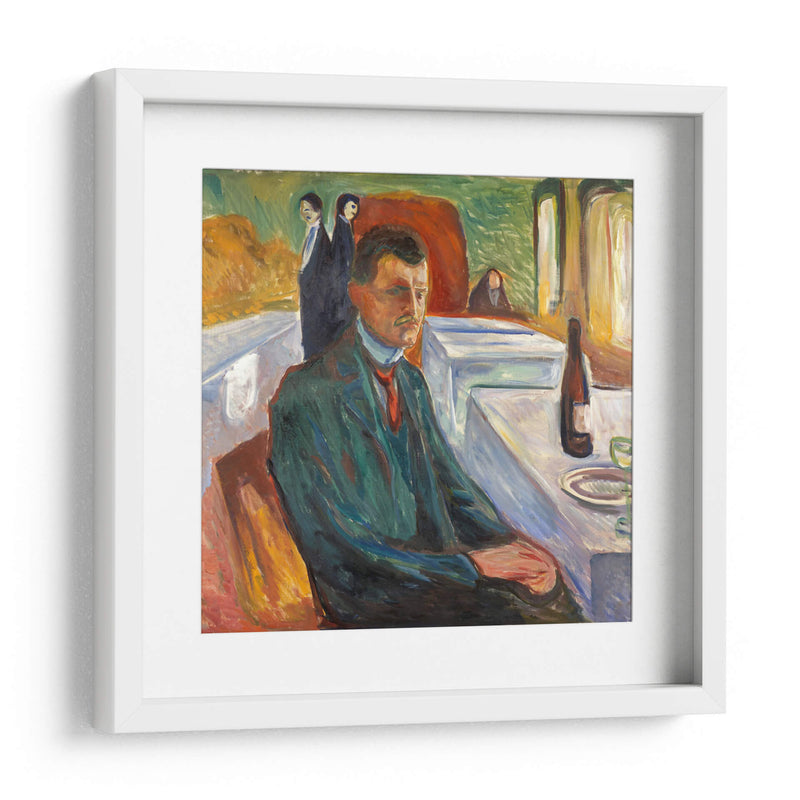 Autorretrato con una botella de vino - Edvard Munch | Cuadro decorativo de Canvas Lab