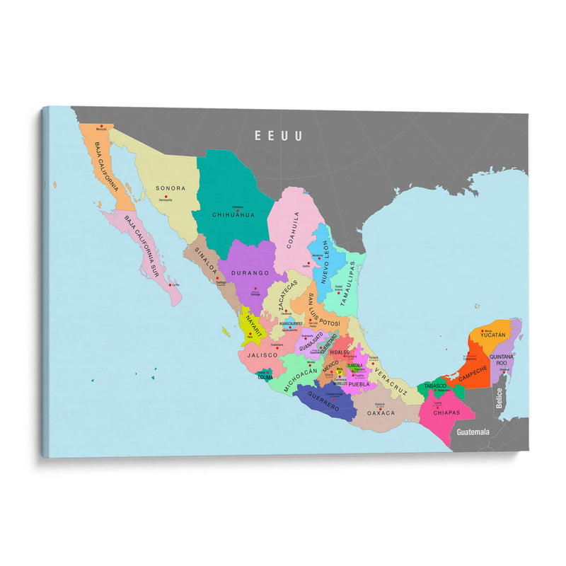 División política de la República Mexicana | Cuadro decorativo de Canvas Lab