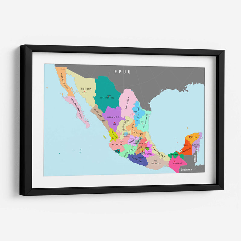 División política de la República Mexicana | Cuadro decorativo de Canvas Lab