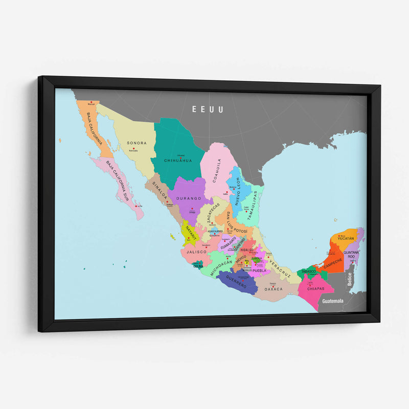 División política de la República Mexicana | Cuadro decorativo de Canvas Lab