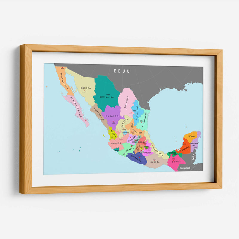 División política de la República Mexicana | Cuadro decorativo de Canvas Lab