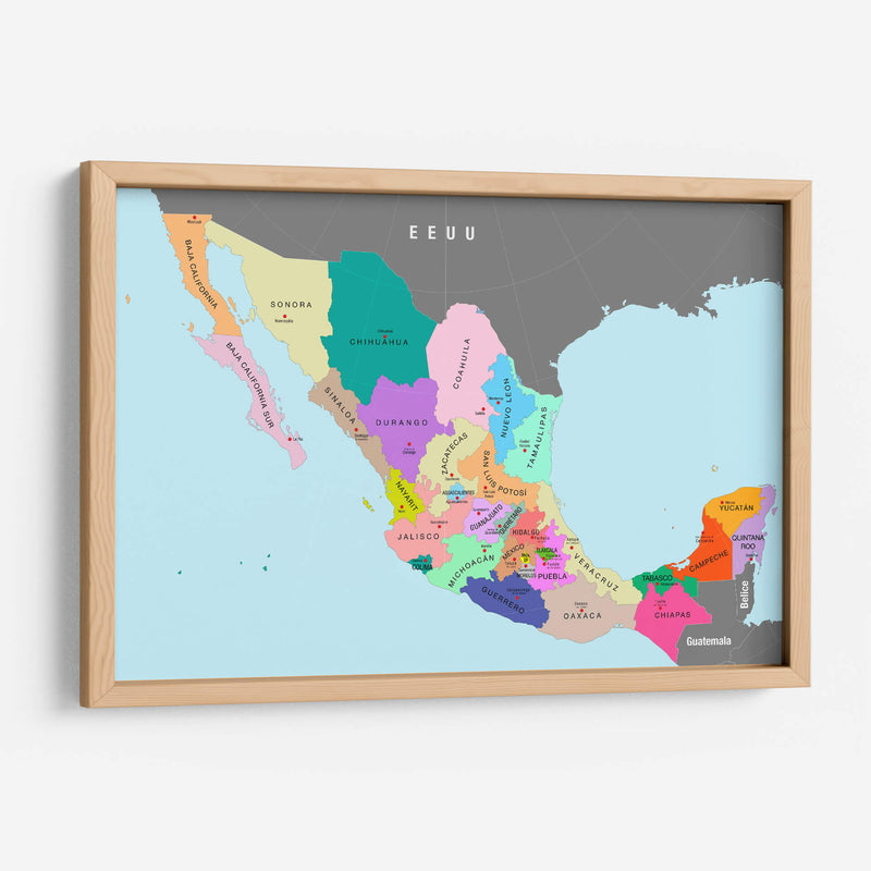 División política de la República Mexicana | Cuadro decorativo de Canvas Lab