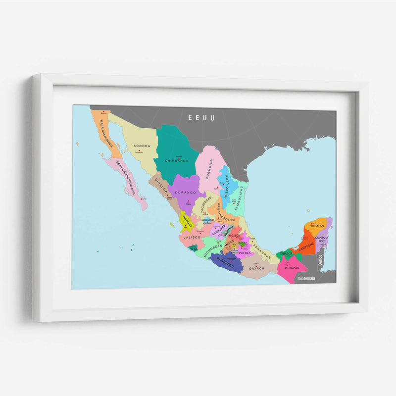 División política de la República Mexicana | Cuadro decorativo de Canvas Lab