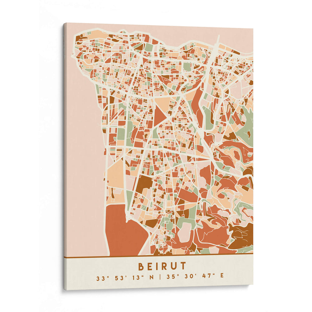 Beirut, Mapas negros Tonos tierra 11 - Emiliano Deificus | Cuadro decorativo de Canvas Lab