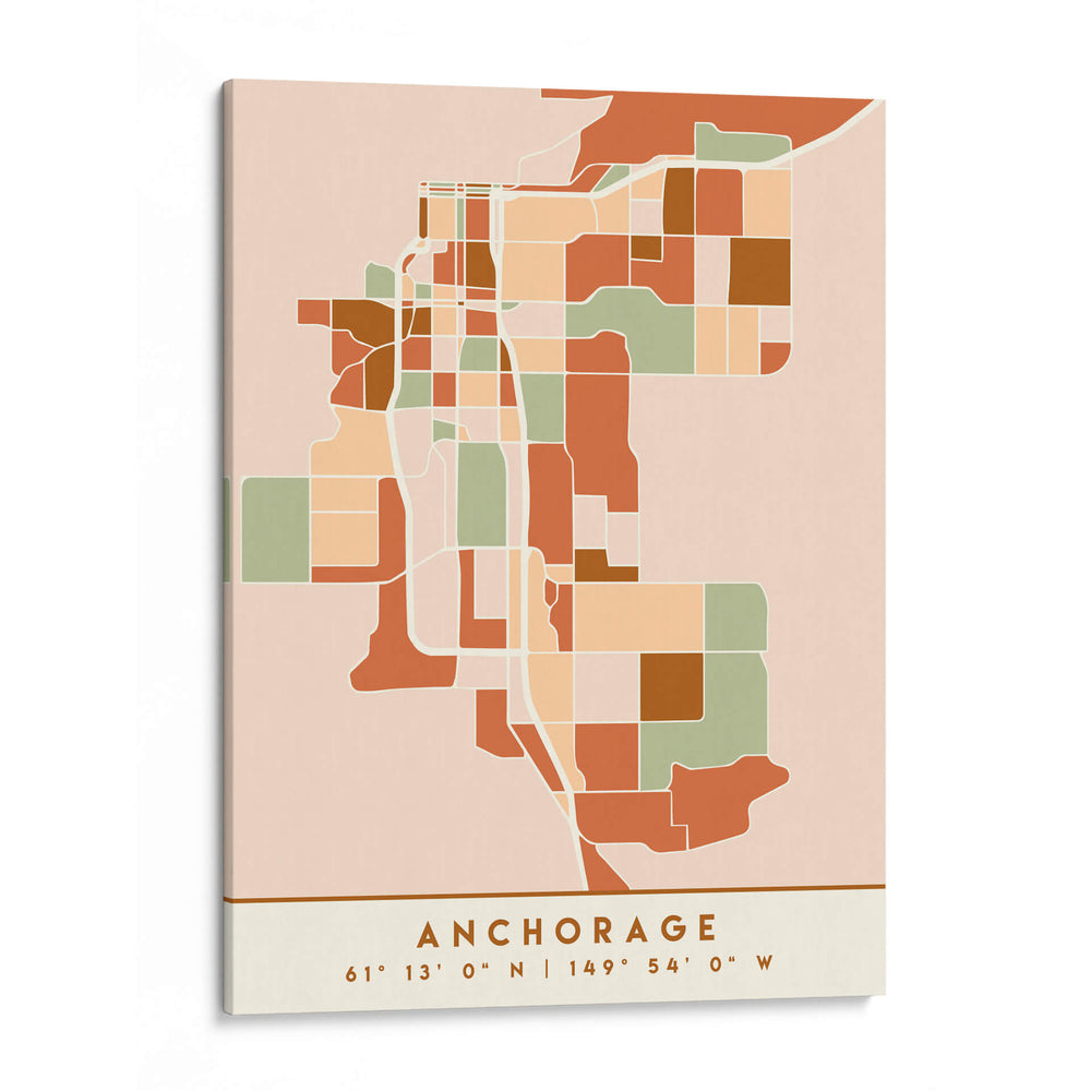 Anchorage, Mapas negros Tonos tierra 04 - Emiliano Deificus | Cuadro decorativo de Canvas Lab