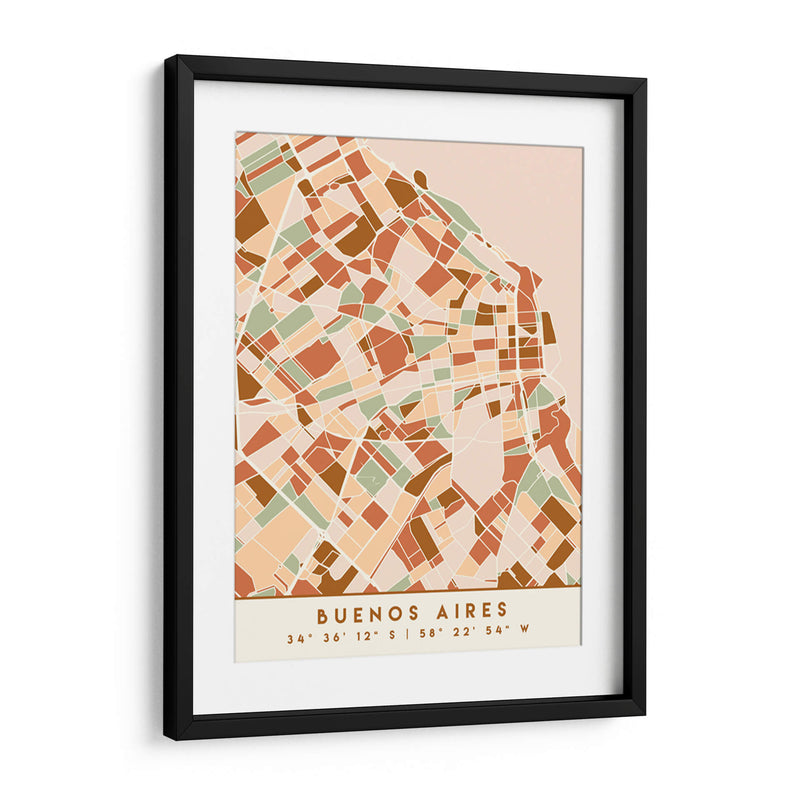 Buenos Aires, Mapas negros Tonos tierra 17 - Emiliano Deificus | Cuadro decorativo de Canvas Lab