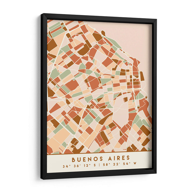Buenos Aires, Mapas negros Tonos tierra 17 - Emiliano Deificus | Cuadro decorativo de Canvas Lab