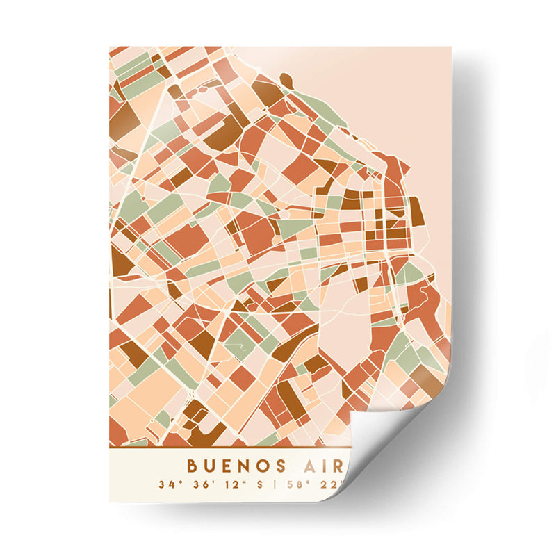 Buenos Aires, Mapas negros Tonos tierra 17 - Emiliano Deificus | Cuadro decorativo de Canvas Lab