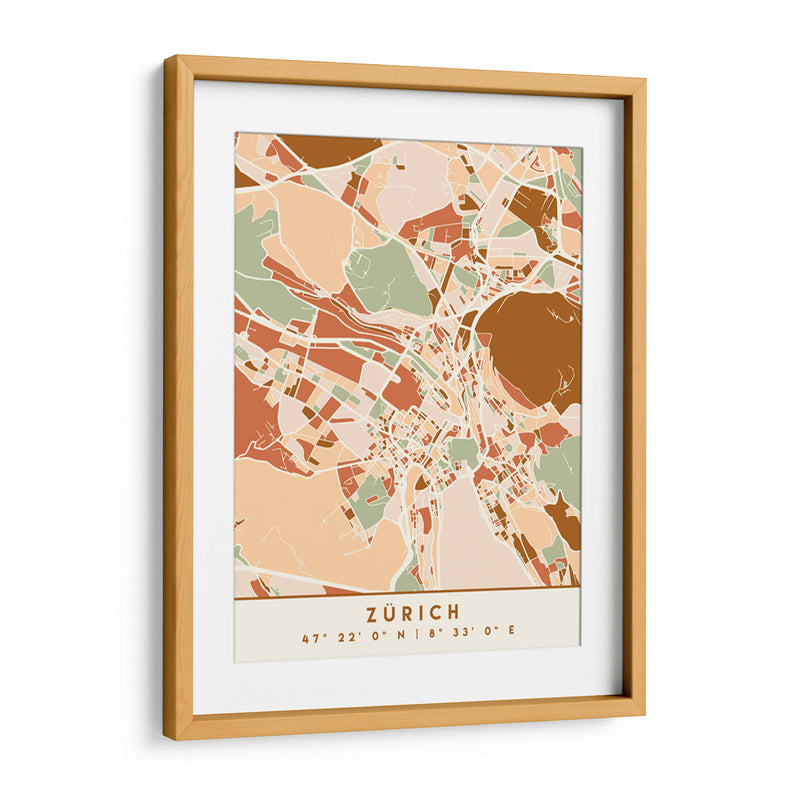 Zurich, Mapas negros Tonos tierra 95 - Emiliano Deificus | Cuadro decorativo de Canvas Lab