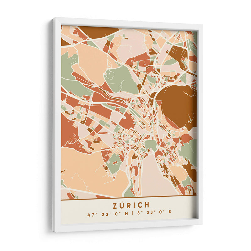 Zurich, Mapas negros Tonos tierra 95 - Emiliano Deificus | Cuadro decorativo de Canvas Lab