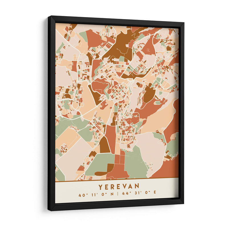Yerevan, Mapas negros Tonos tierra 94 - Emiliano Deificus | Cuadro decorativo de Canvas Lab