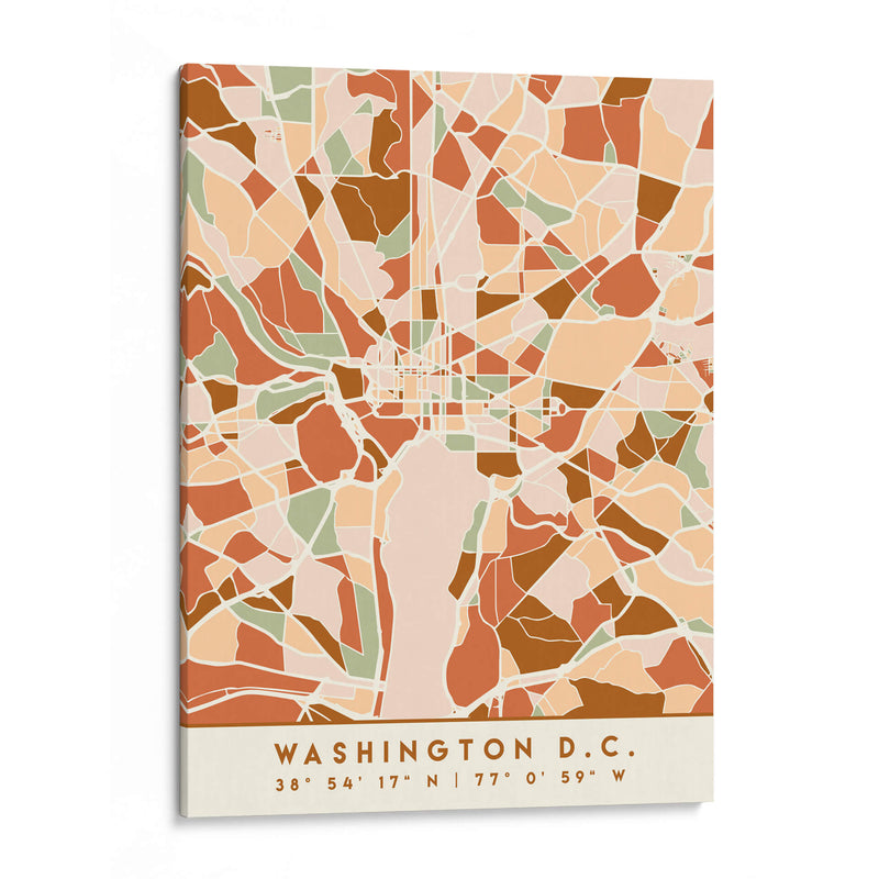Washington DC, Mapas negros Tonos tierra 93 - Emiliano Deificus | Cuadro decorativo de Canvas Lab