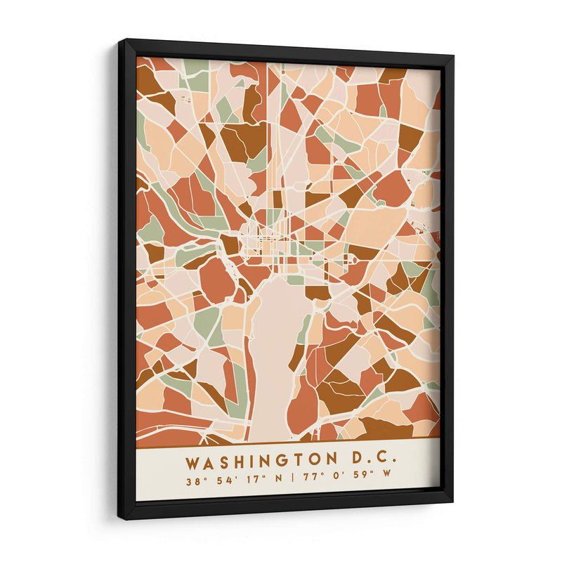 Washington DC, Mapas negros Tonos tierra 93 - Emiliano Deificus | Cuadro decorativo de Canvas Lab