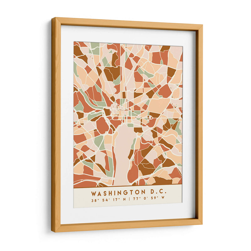 Washington DC, Mapas negros Tonos tierra 93 - Emiliano Deificus | Cuadro decorativo de Canvas Lab