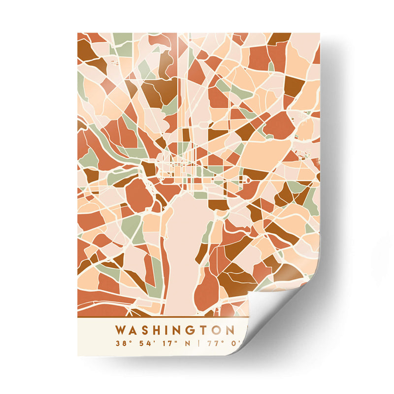 Washington DC, Mapas negros Tonos tierra 93 - Emiliano Deificus | Cuadro decorativo de Canvas Lab