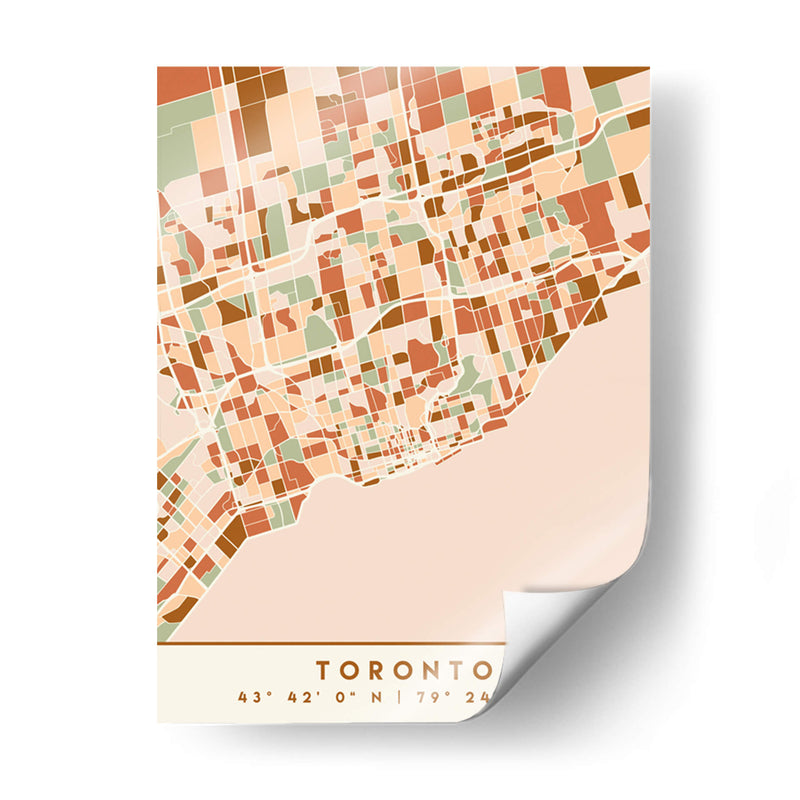 Toronto, Mapas negros Tonos tierra 89 - Emiliano Deificus | Cuadro decorativo de Canvas Lab