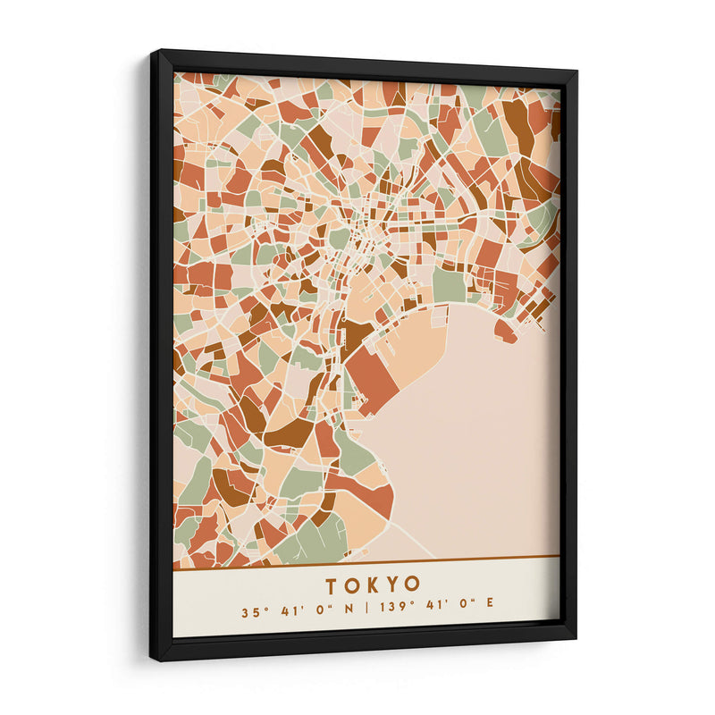 Tokio, Mapas negros Tonos tierra 88 - Emiliano Deificus | Cuadro decorativo de Canvas Lab